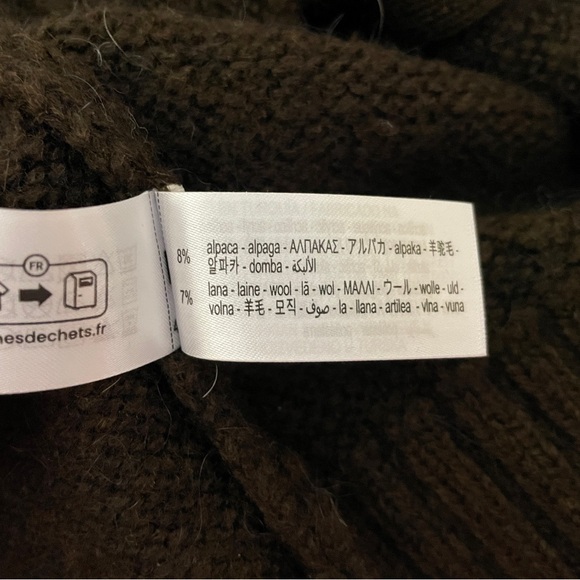 Zara Brown Fair Isle Jacquard Knit Cardigan Sweater Small Gold Buttons Alpaca - Picture 10 of 13